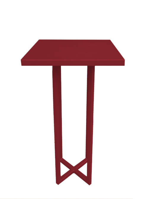 Table haute métal extérieur aLTa de la marque FUSION, teinte rouge pourpre